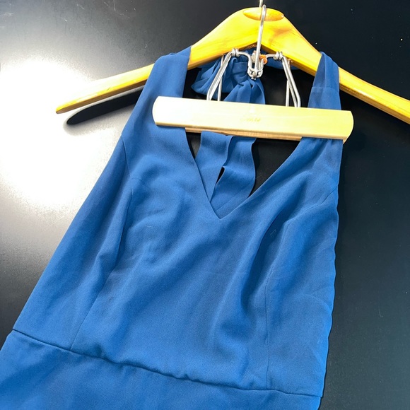 Lulu’s Navy Blue Halter Neck Tie Maxi Dress Size Medium EUC Like New - Picture 4 of 8